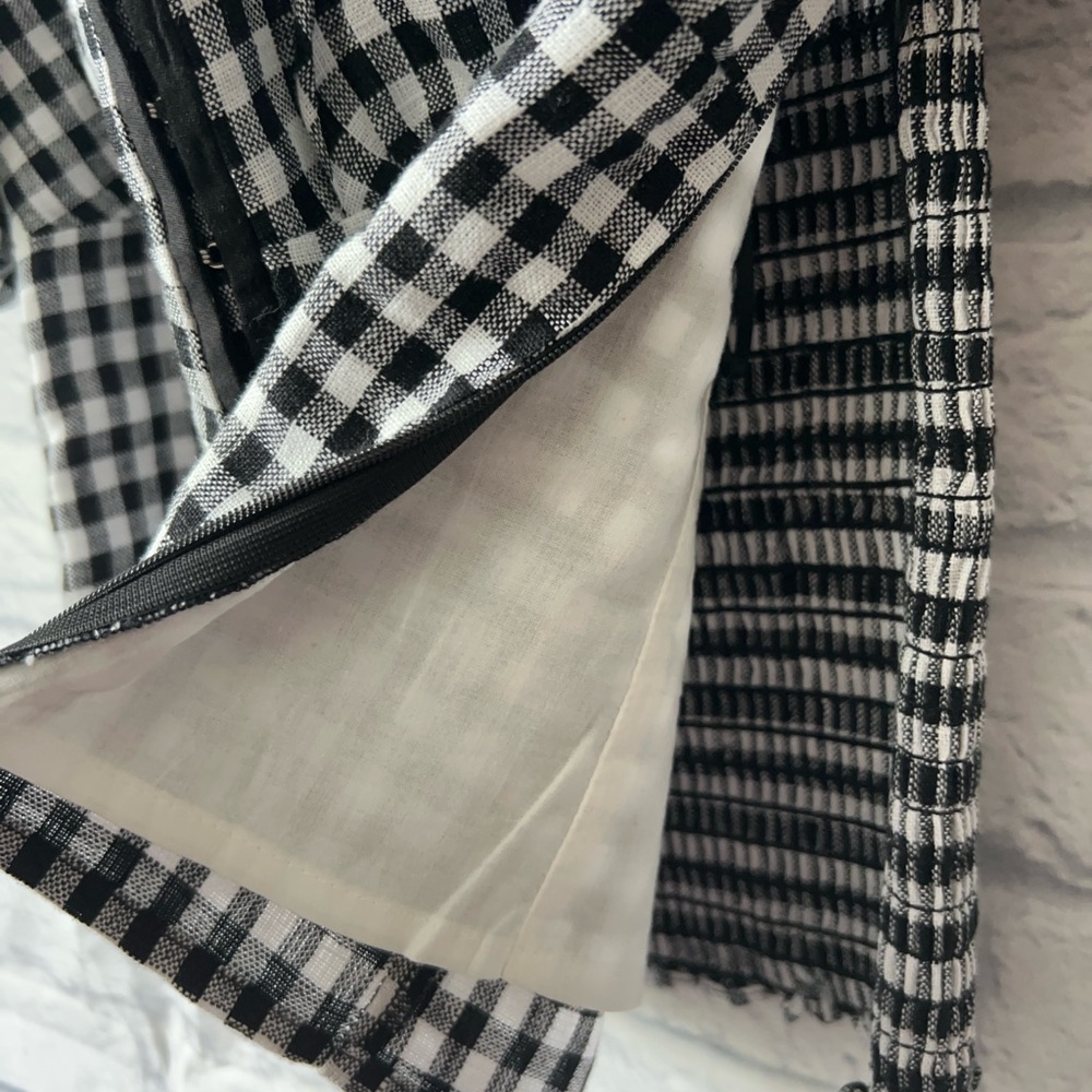 Reformation Monochrome Gingham Puff Sleeve Blouse - Picture 8 of 10
